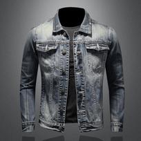 Nauja mada Paprasta Retro Slim Fit Džinsinis Paltas Vyriškas Džinsinis striukė L gray