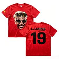 2026 Hot Sale Unisex Lamine Yamal Football Graphic T Shirt Number 19 Print Crewneck Short Sleeve Casual Summer Oversized Streetwear Black Tops Tees M red
