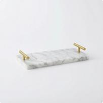 Stačiakampė marmurinė padėklas su rankenomis Minimalistinė Moderni Praustuvei 30x10cm_Carrara White