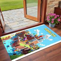 Anti‑Slip Crystal Velvet Floor Rug, Roblox Design Carpet for Indoor Living Bedroom Home Decoration 60cmx90cm