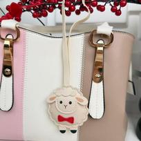 Cute Sheep PU Leather Keychain Cartoon Lamb Decorative Bag Charm Pendant Water Resistant Thanksgiving Gift for Friends