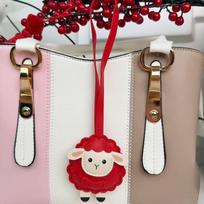 Cute Sheep PU Leather Keychain Cartoon Lamb Decorative Bag Charm Pendant Water Resistant Thanksgiving Gift for Friends
