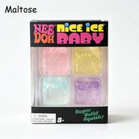 Needoh Nice Ice Baby 4 Pack Clear Tpr Cube Sensory Toy Glitter Maltose Knead Stretch Relief Pressure Heal Relax For Adults Gift