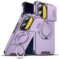 Dėklas POCO X6 X7 Pro 5G Dėklas Šarvuotas Slankiojantis Kameros Objektyvo Apsauga Galinis Dangtelis Xiaomi POCO X7 X6 Žiedinis Stovas Smūgiams Atsparus Funda For POCO X6 gray