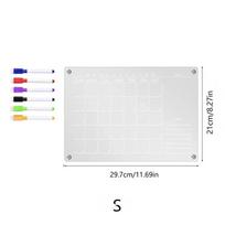 Clear Acrylic Weekly Planner Fridge Magnet Reusable Calendar Board Magnetic Schedule Message Menu Gadgets white