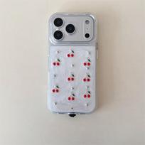 Call flash Epoxy Cherry for iPhone mobile phone case Apple 16 voice-activated lighting anti-drop iPhone13Pro max gray