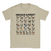 Dinozaurų tipai Abėcėlė AZ Dino Mergaitės Berniukai Dinozauro Medvilniniai Marškinėliai Unisex Vasariniai Marškinėliai Naujoviški Marškinėliai Drabužiai S gray