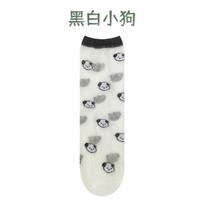 Women Summer Ultra-Thin Transparent Love Crystal Kawaii Socks Girls Breathable Korean Cute Ice Silk Style Sheer Embroidery Socks One Size white