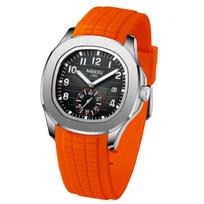 NIBOSI Men's Silicone Sports Waterproof Watch Large Dial Arabic Numerals Casual Stylish Date Fluorescent Luxury Gift Orange black