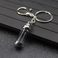 Cylinder Glass Vial Keychain Transparent Empty Mini Key Ring for Ash Sand Lucky Charm Party Favor Souvenir A1 black