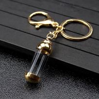 Cylinder Glass Vial Keychain Transparent Empty Mini Key Ring for Ash Sand Lucky Charm Party Favor Souvenir A2 black