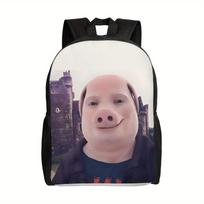 [Playful Charm] Tung Tung Italian Brainrot Cool Backpack - Stylish Cartoon Design with Purple Castle & Brain Illustration, Black One Size gray