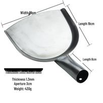304 Stainless Steel Large Wok Spatula with Wooden Handle for Canteen and Restaurant Cooking 21cm Extra Thick Head (One Head)