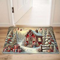 Christmas Festival Doormat: Dirt-Resistant, Wear-Resistant, Easy to Clean, Decorative Entrance Mat white