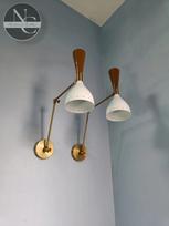 Mid Century Modern Brass Diabolo Wall Sconce - Italian Style - Set of Two ruda