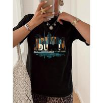 European Size Women's Dubai Skyline Print T-Shirt - Short Sleeve Round Neck Casual Top Suitable for Travel  4XL juoda