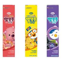 KM Pharmaceutical Pororo Kids Low Fluoride Toothpaste Set Peach Banana Grape Flavor Oral Care for Toddlers 3 Pack 50g x3 (Total 150g) 2(total 6ea) yellow