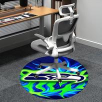 Seattle Seahawks Kėdės Kilimėlis - Apvalus Kilimas Namų Dekoro, Biuro, Svetainės 80cm gray