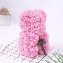 Artificial flowers, 25 cm rose bear, Mother's Day, anniversary, love-themed gift, birthday gift, wedding party gift šviesiai rausvos spalvos