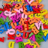 100 vnt. spalvingų raidžių skaičiai Mediniai plokščiapadžiai papuošimai amatų įrankis 200pcs Letters pink