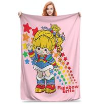 Flannel Throw Blanket Rainbows Brite Warm Plush Blankets Soft Bedspread for Bed Living room Home Travel Couch Size: 75*100cm, Weight: 320 GSM