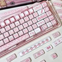 Cream Strawberry Bunny Keycap KOA ROA PBTCute Style Pbt Five-Sided Sublimation Nuojiji 140Keys Diy For Girls Milk Pink Keycap gray
