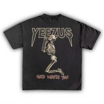 2026 Summer Hot Sale Yeezus Kanye West American Rapper Cotton T Shirts Unisex Fashion Y2K Gothic T-shirts Retro Vintage Graphic T Shirt S gray