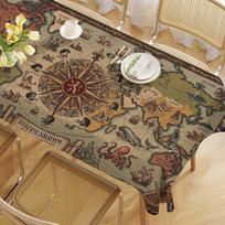 Old World Map Nautical Compass Rectangular Tablecloth - Stain-Resistant For Kitchen, Coffee Tables & Daily Use 54*72inch(137cm*183cm） brown