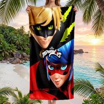 Miraculous Ladybug Fashion Beach Towel Portable Soft Quick Dry Towel For Swimming Camping Holiday Use 70cmx140cm(27x55inch) black