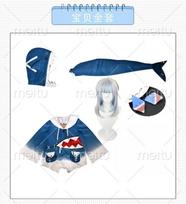 Hololive ENG Gawr Gura Cosplay Costume Cute Shark Costume Hoodie For Women Halloween Youtuber Cosplay M