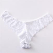Women's Lace Thong Panties Sexy Floral Lace Underwear Low Rise Bikini Briefs Soft Comfortable Lingerie L balta