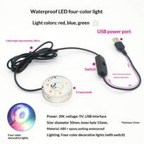 1 vnt. DC vandeniui atsparus apvalus LED šviestuvas su USB, spalvotas apšvietimas, su skylute akvariumo, baseino, sodo dekoravimui A3 5V USB white