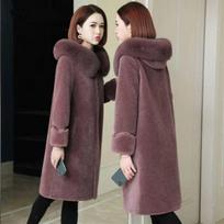 Moteriškas tikras kailinis Aukštos kokybės vilnos paltai Moteriški Stori Šilti Elegantiški Laisvi Didelio Dydžio Ilgi viršutiniai drabužiai Žieminis paltas 4XL S gray