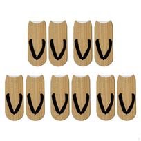 5 Pairs Flip Flop Print Socks 3D Pattern Adult Short Sock Accessories Funny Stocking Low Ankle style A beige