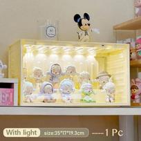 Blind Box Storage Display Rack with Voice-activated Sensor Light Stackable Organizer Acrylic Box Display Cabinet for Collectible white