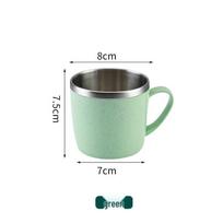 Island Wonder Kids' Stainless Steel Anti-Scald Water Cup with Wheat Straw – Small and Durable for Home Use 101-200ml šviesiai žalios spalvos