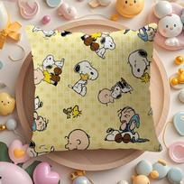 Mielas Snoopy Pagalvės užvalkalas Natūralūs lininiai ekologiški audiniai Dvipusis spausdinimas Sofos namų dekoras Dovana Pagalvės užvalkalas Peach skin 18*18(CM)-1Pcs beige