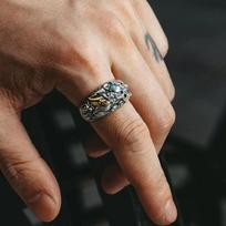 S925 sterling silver 3d three-dimensional Pixiu ring, men's light luxury, advanced sense, personalized retro fortune, original design ring beige