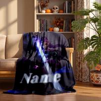 rumi Custom Flannel Blankets Soft Warm Cozy Throws for Home Decor Holiday Gifts 80cmx120cm black