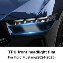 Headlight Film Sticker for Ford Mustang 2024 2025 TPU Car Headlight Protective Film Anti-Scratch Transparent Smoked Black 1Pair Smoked Black