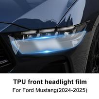 Headlight Film Sticker for Ford Mustang 2024 2025 TPU Car Headlight Protective Film Anti-Scratch Transparent Smoked Black 1Pair Transparent