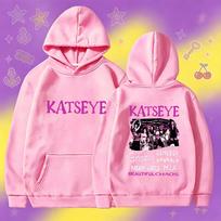 Katseye Idol Group Oversized Hoodie Sweatshirt 60810-4 Fan Support Fashion Top S rožinė