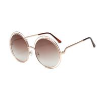 New Metal Double-ring Sunglasses Color Film Reflective HD Sunglasses for Men and Women Sunglasses Fashion Sunglasses. ruda