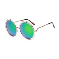 New Metal Double-ring Sunglasses Color Film Reflective HD Sunglasses for Men and Women Sunglasses Fashion Sunglasses.