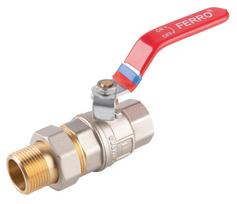 Pilno pralaidumo rutulinis ventilis FERRO Power, ilga rankena, vidus-išorės, su veržiama jungtimi, 1