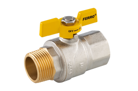 Rutulinis ventilis dujoms FERRO G61, 1", trumpa rankena, vidus/išorė, KGMN31