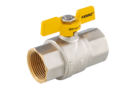 Rutulinis ventilis dujoms FERRO G61, 1/2", trumpa rankena, vidus/vidus, KGMN1