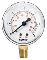 Radialinis manometras FERRO, 0-6 bar, 63 mm, 1/4", M6306R, M6306R
