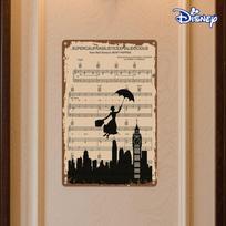 1 vnt. Senovinis Mary Poppins metalinis skardos ženklas - 20,32x30,48 cm Sienų dekoras su natomis ir siluetu, Puikiai tinka namų dekoravimui & Šventėms 20x30cm（7.8x11.8inch） beige