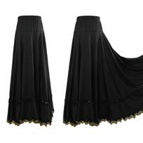Moteriški salės šokių, flamenco šokio sijonai, lyriniai, plačiai krintantys maxi sijonai, baleto, klasikiniai, etninio šokio pasirodymų kostiumai 4XL black